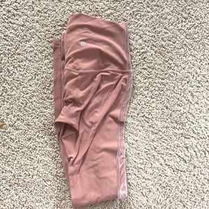 lulumeon leggings, size 2, worn twice, pink with velvet stripe